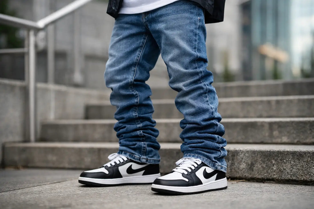 Wie kombiniert man Stacked Jeans richtig?