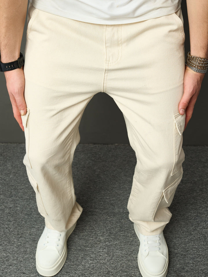 Cream-white cargo pants