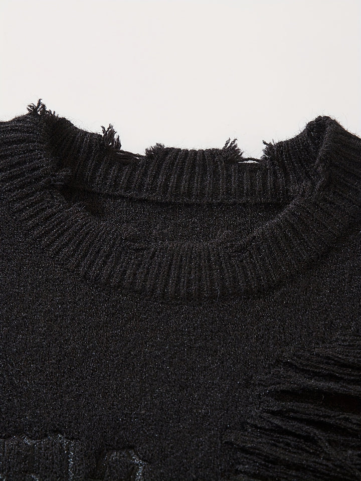 Gemusterter zerrissener Strickpullover