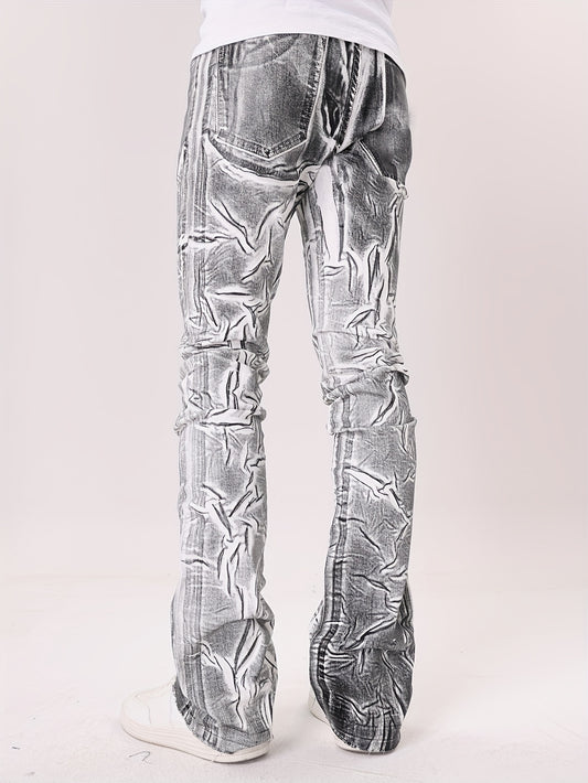Extra Long Slim Jeans Herren – Weiss mit Print - Street Wear United