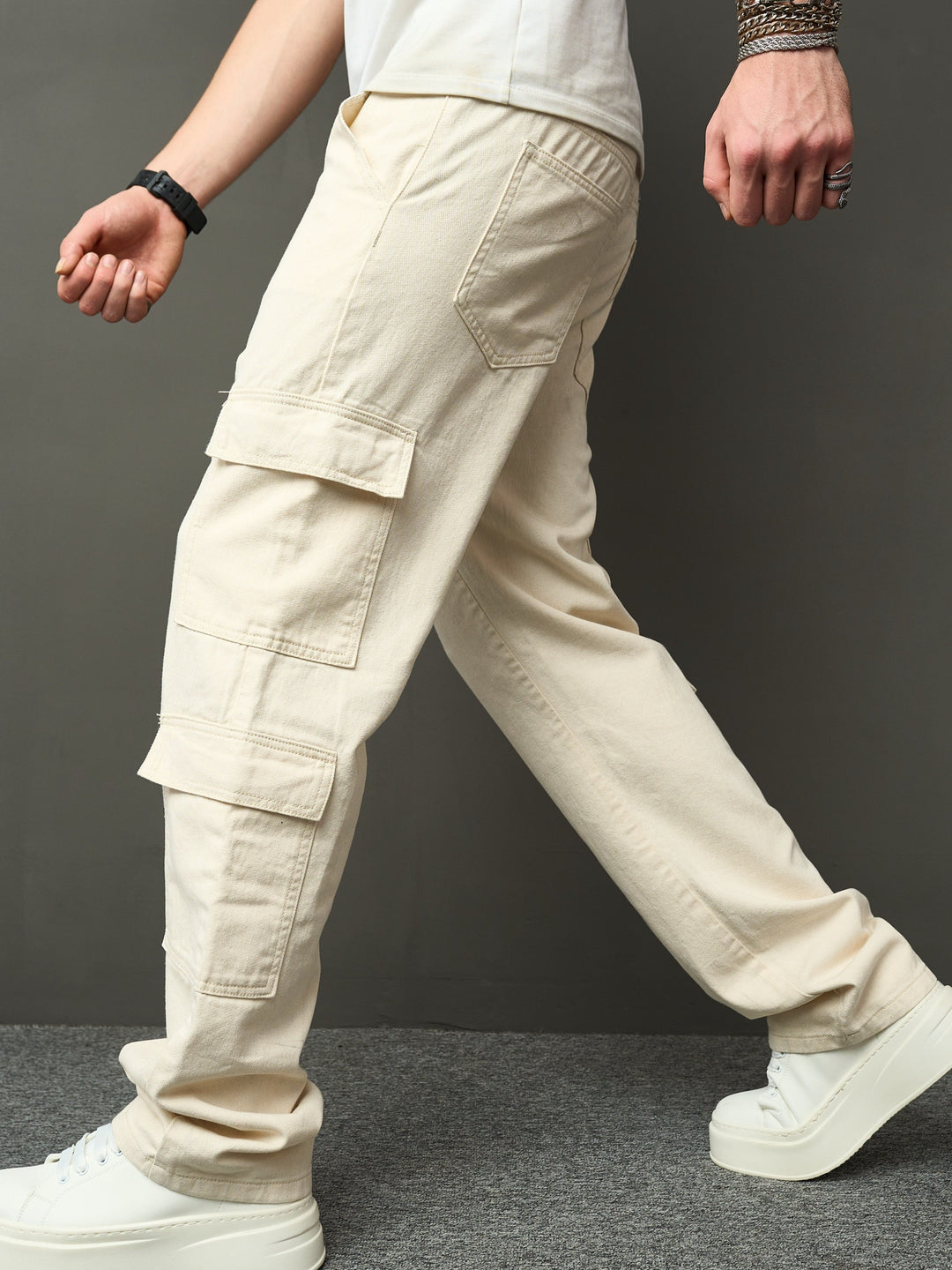 Cream-white cargo pants