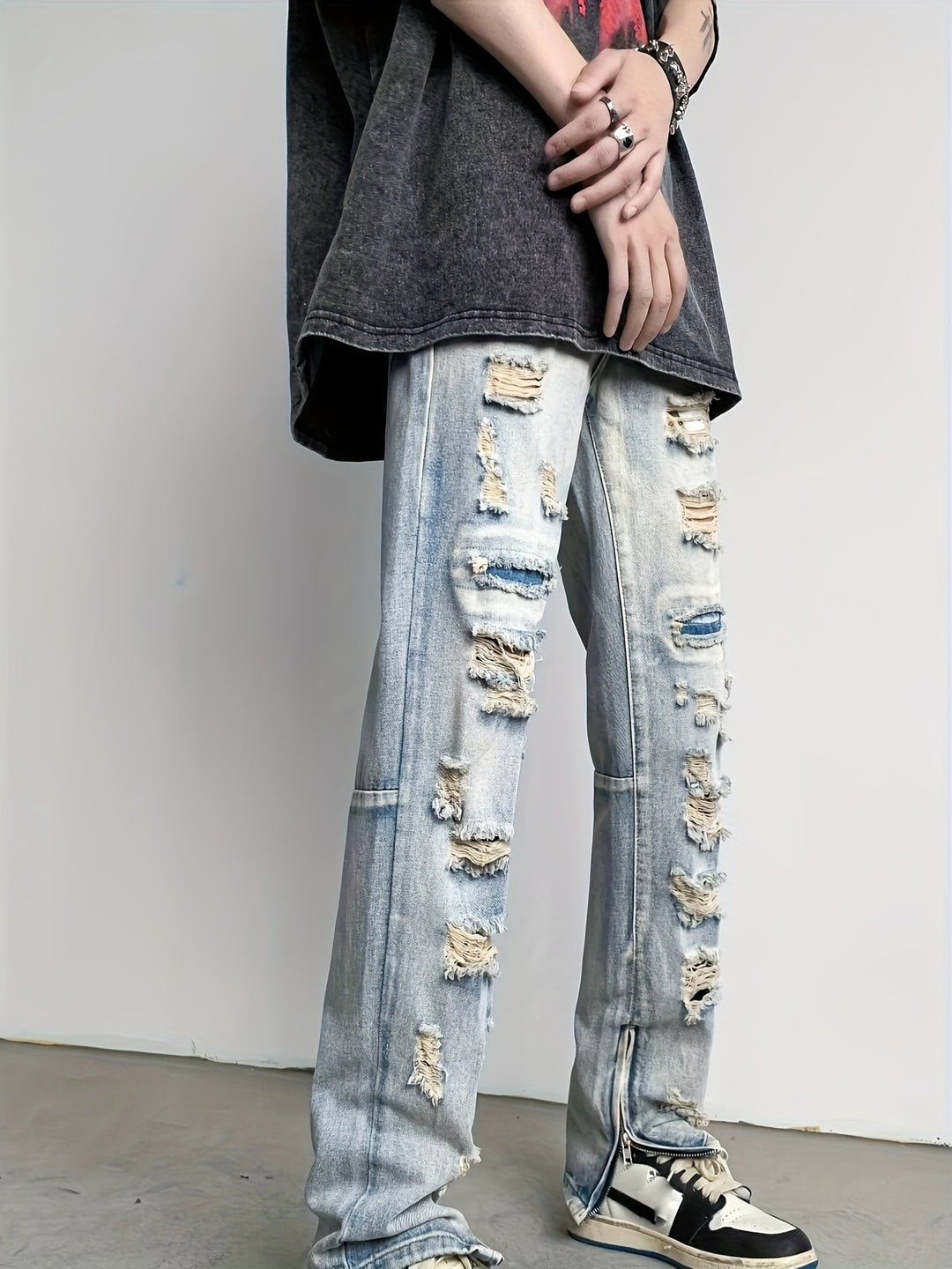 Retro zerrissene Jeans