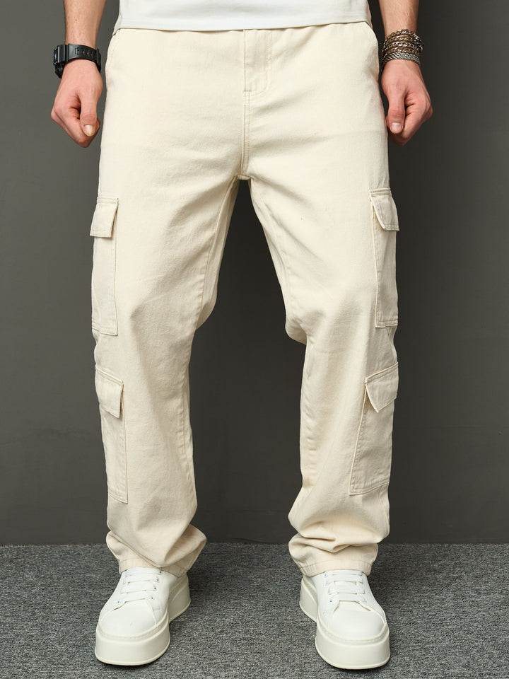 Cream-white cargo pants