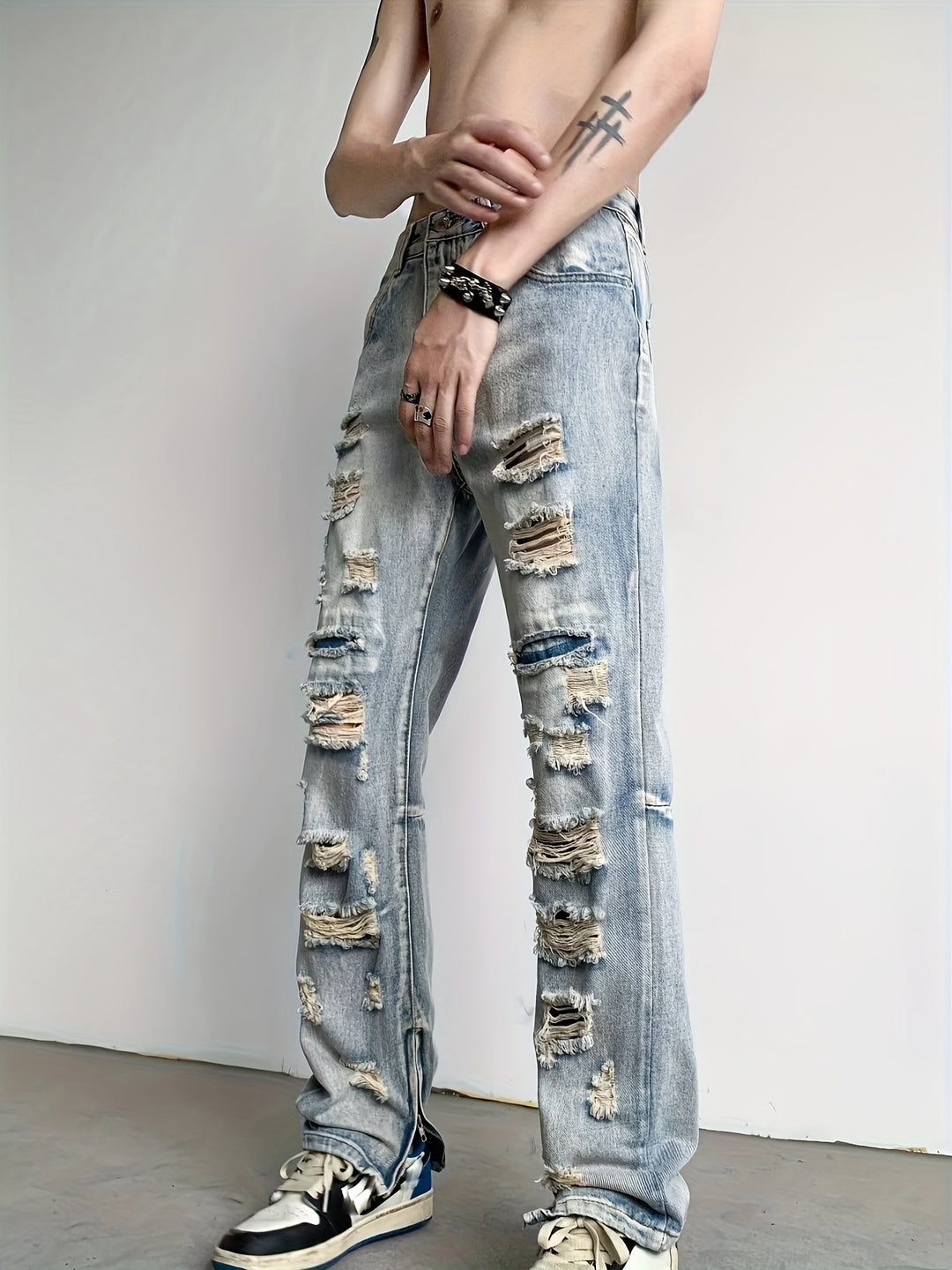 Retro zerrissene Jeans