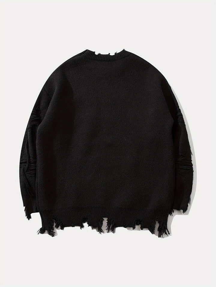 Gemusterter zerrissener Strickpullover