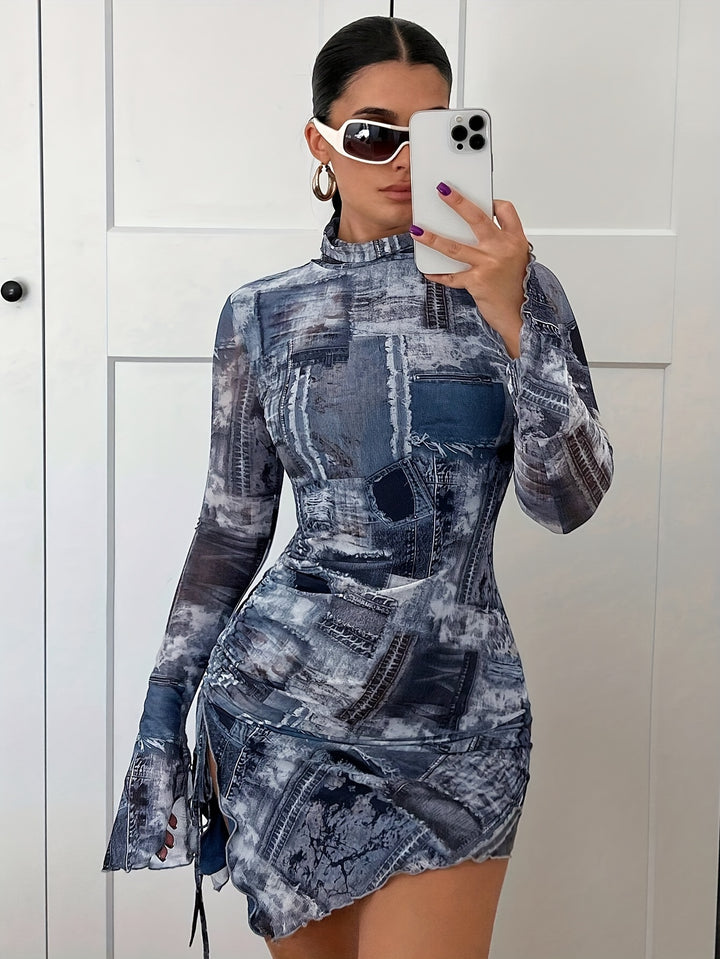 Flickmuster Bodycon Kleid