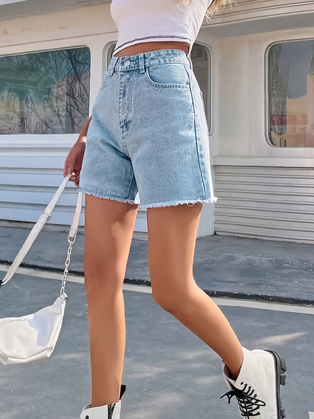 Verwaschene Streetwear Denim Shorts