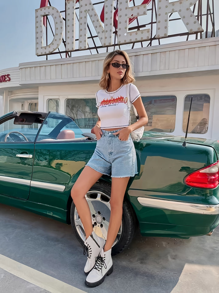 Verwaschene Streetwear Denim Shorts