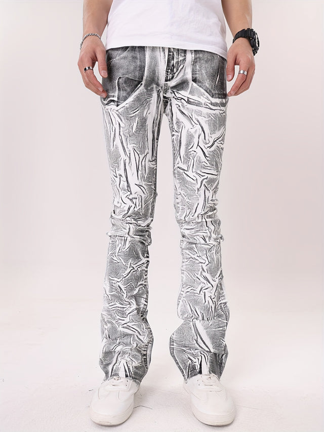 Extra Long Slim Jeans Herren – Weiss mit Print