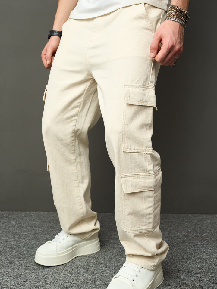 Cream-white cargo pants