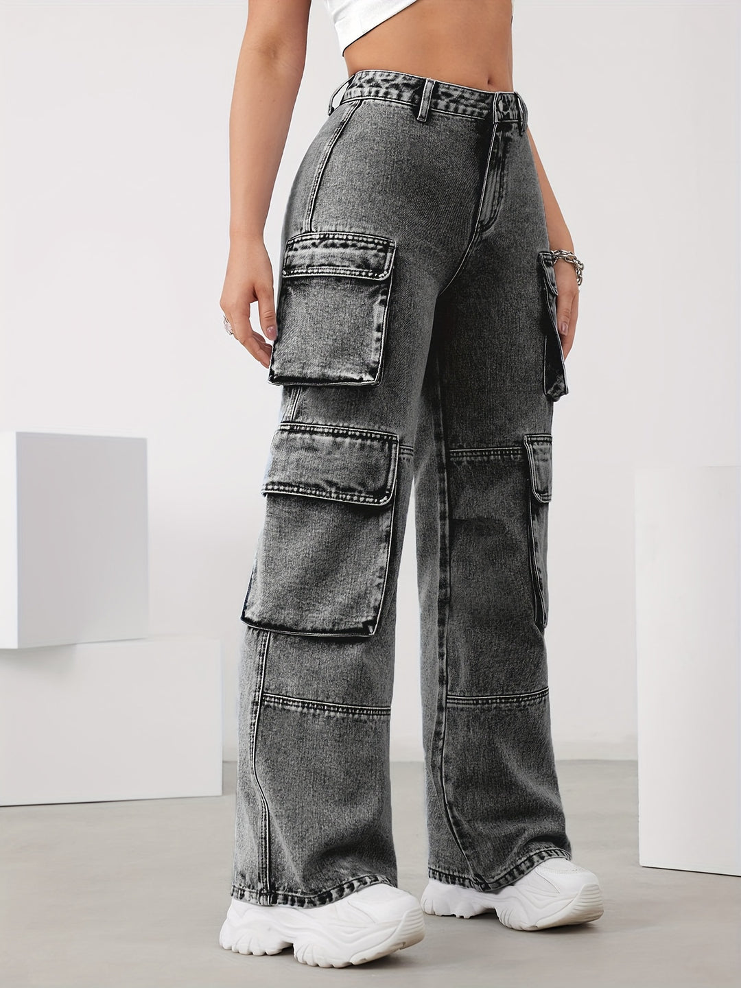 Verwaschene Cargo Jeans