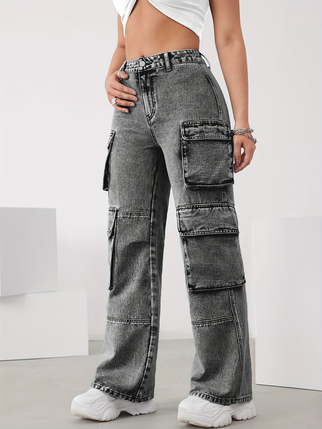 Verwaschene Cargo Jeans