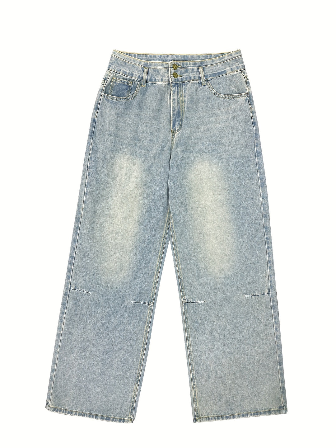 Women's High-Waisted Wide Leg Jeans, Retro Button-Up Design, Casual Loose-Fit Denim Pants, Vintage Style Streetwear