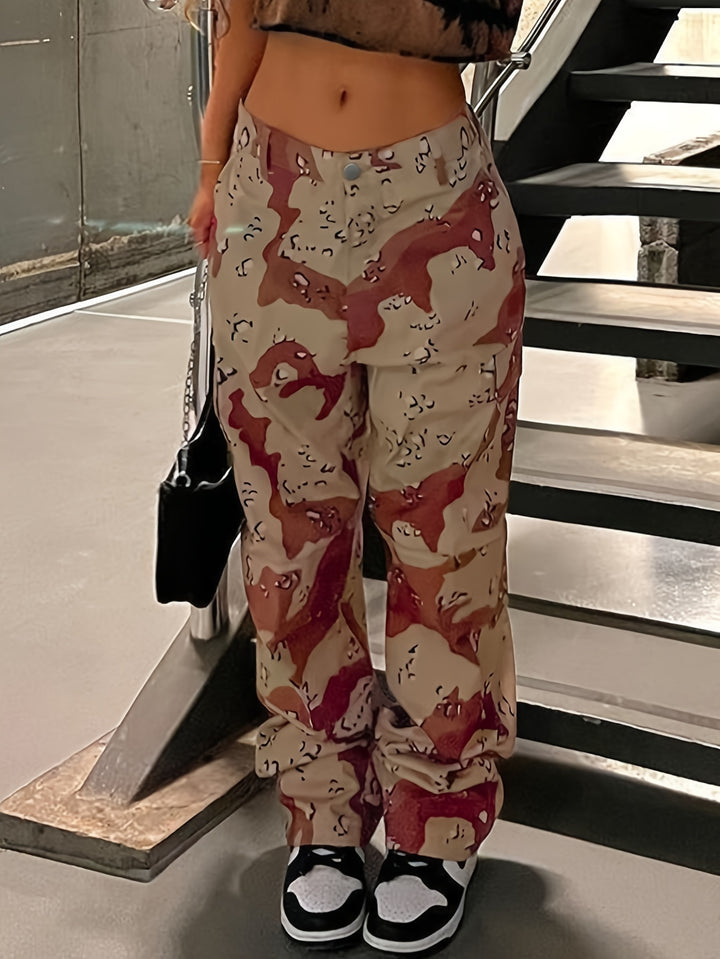 Camouflage Druck Retro Cargohosen
