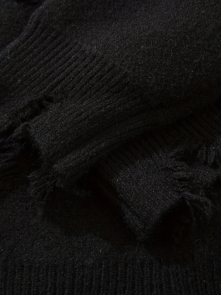 Gemusterter zerrissener Strickpullover